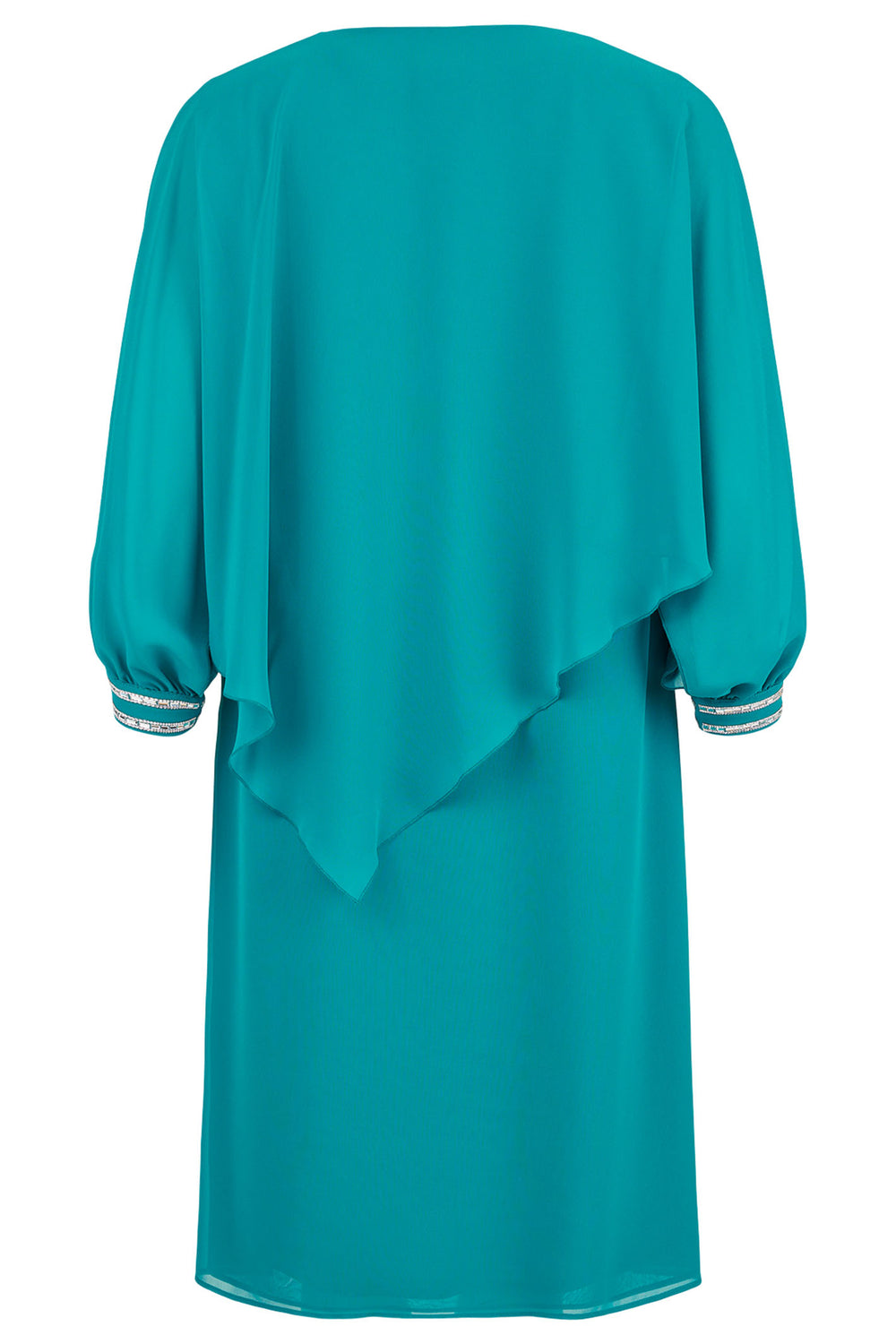 Godske 18767 4086 7301 Dark Turquoise Blue V-Neck Cape Occasion Dress - Rouge Boutique Inverness