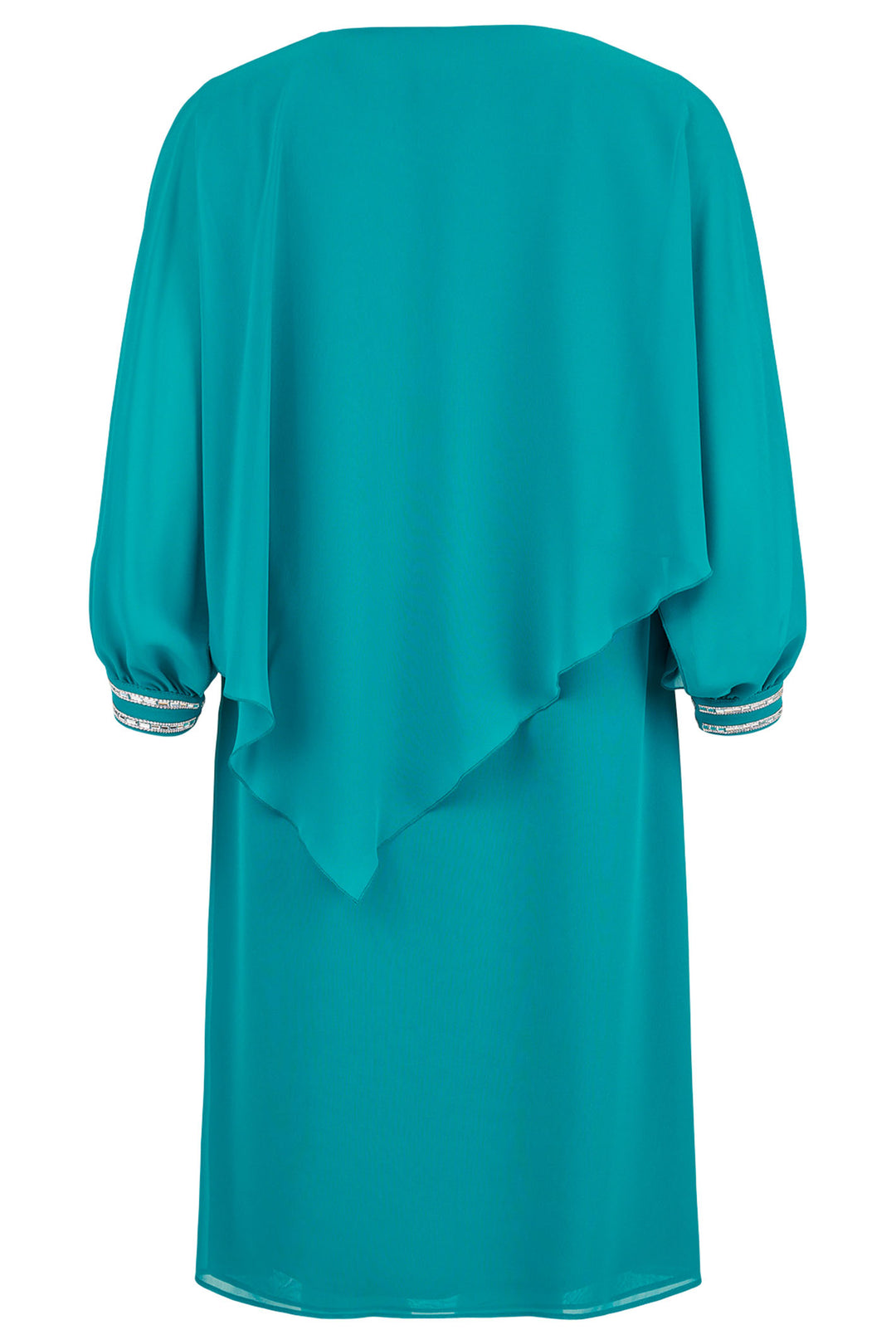 Godske 18767 4086 7301 Dark Turquoise Blue V-Neck Cape Occasion Dress - Rouge Boutique Inverness