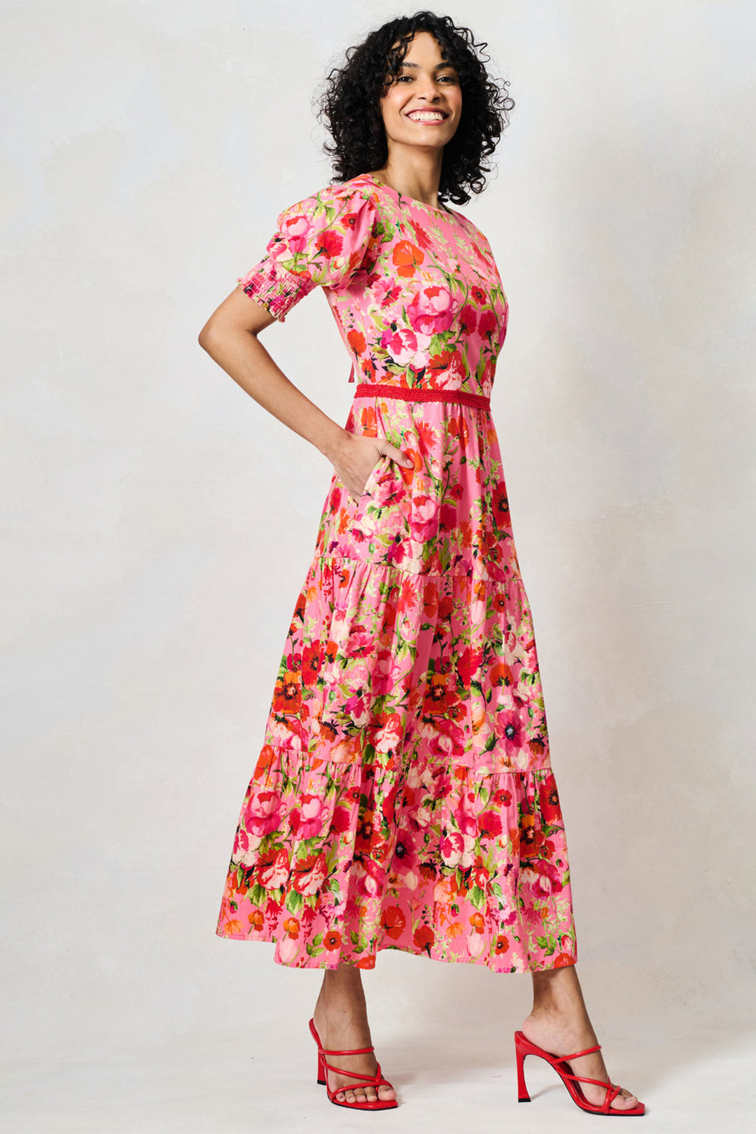 Hope &amp; Ivy Amara Floral Red Print Dress
