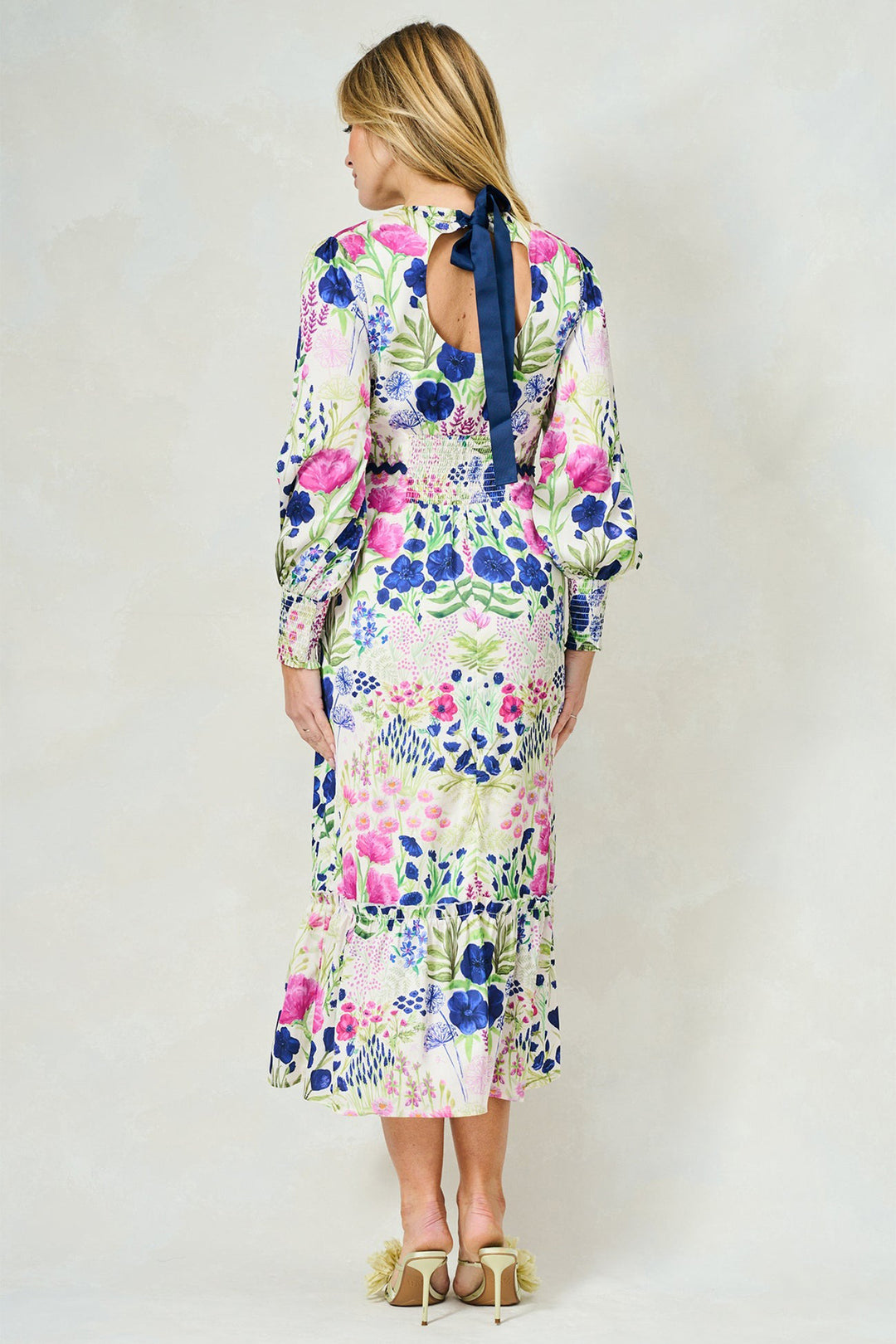 Hope &amp; Ivy Caroline Off-White Multi Floral Print Dress