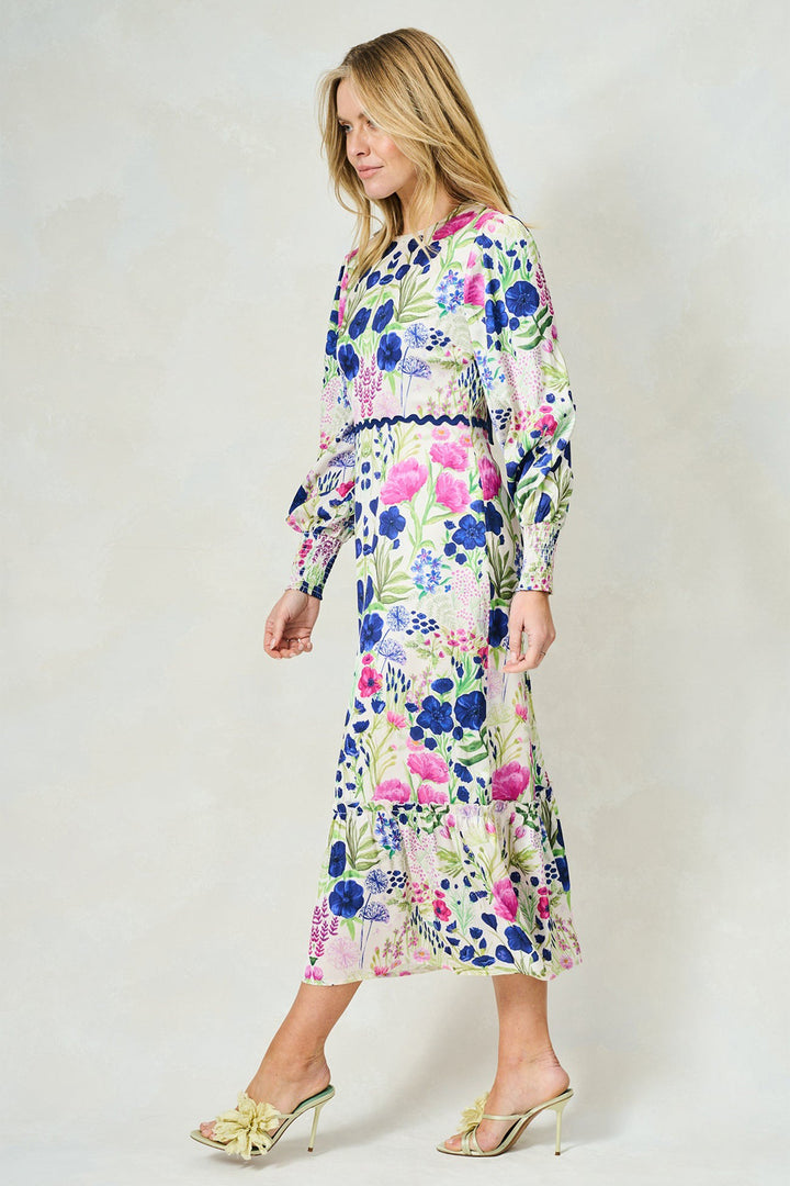 Hope &amp; Ivy Caroline Off-White Multi Floral Print Dress
