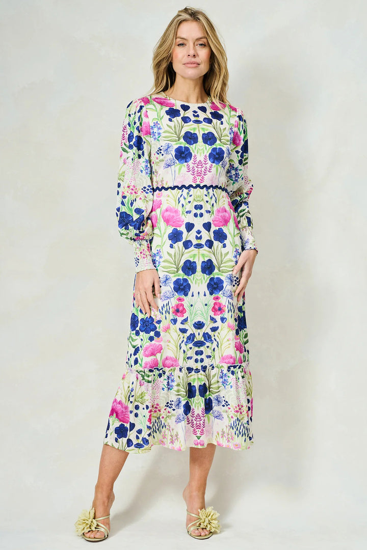 Hope &amp; Ivy Caroline Off-White Multi Floral Print Dress