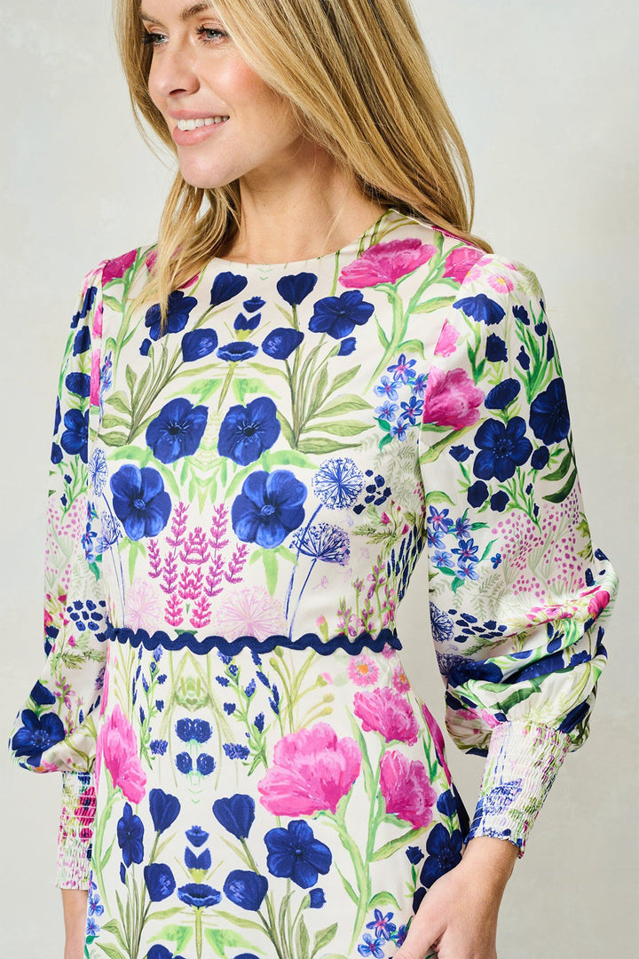 Hope &amp; Ivy Caroline Off-White Multi Floral Print Dress