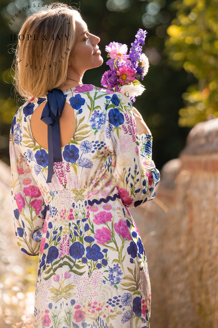 Hope &amp; Ivy Caroline Off-White Multi Floral Print Dress