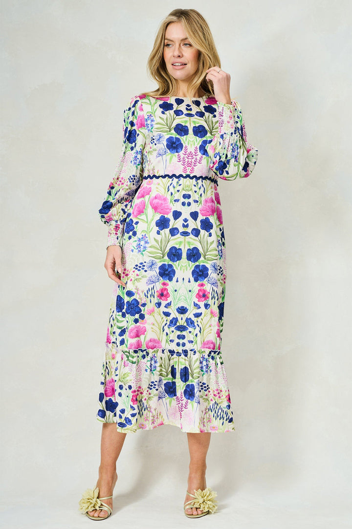 Hope &amp; Ivy Caroline Off-White Multi Floral Print Dress