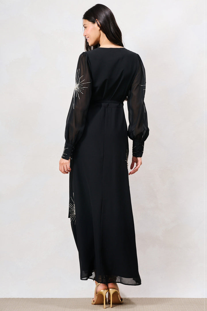 Hope &amp; Ivy Marlo Black Wrap Maxi Dress 9308, back view