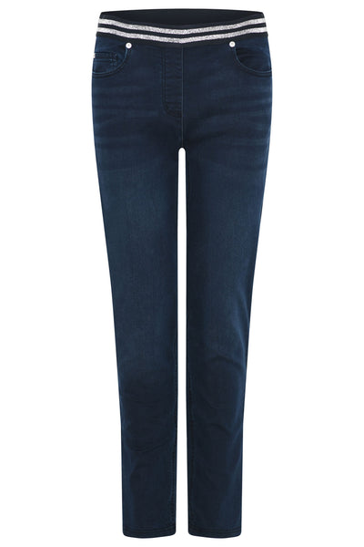 Icona 61044 Blue Denim Elastic Waist Stretch Jeans - Rouge Boutique Inverness