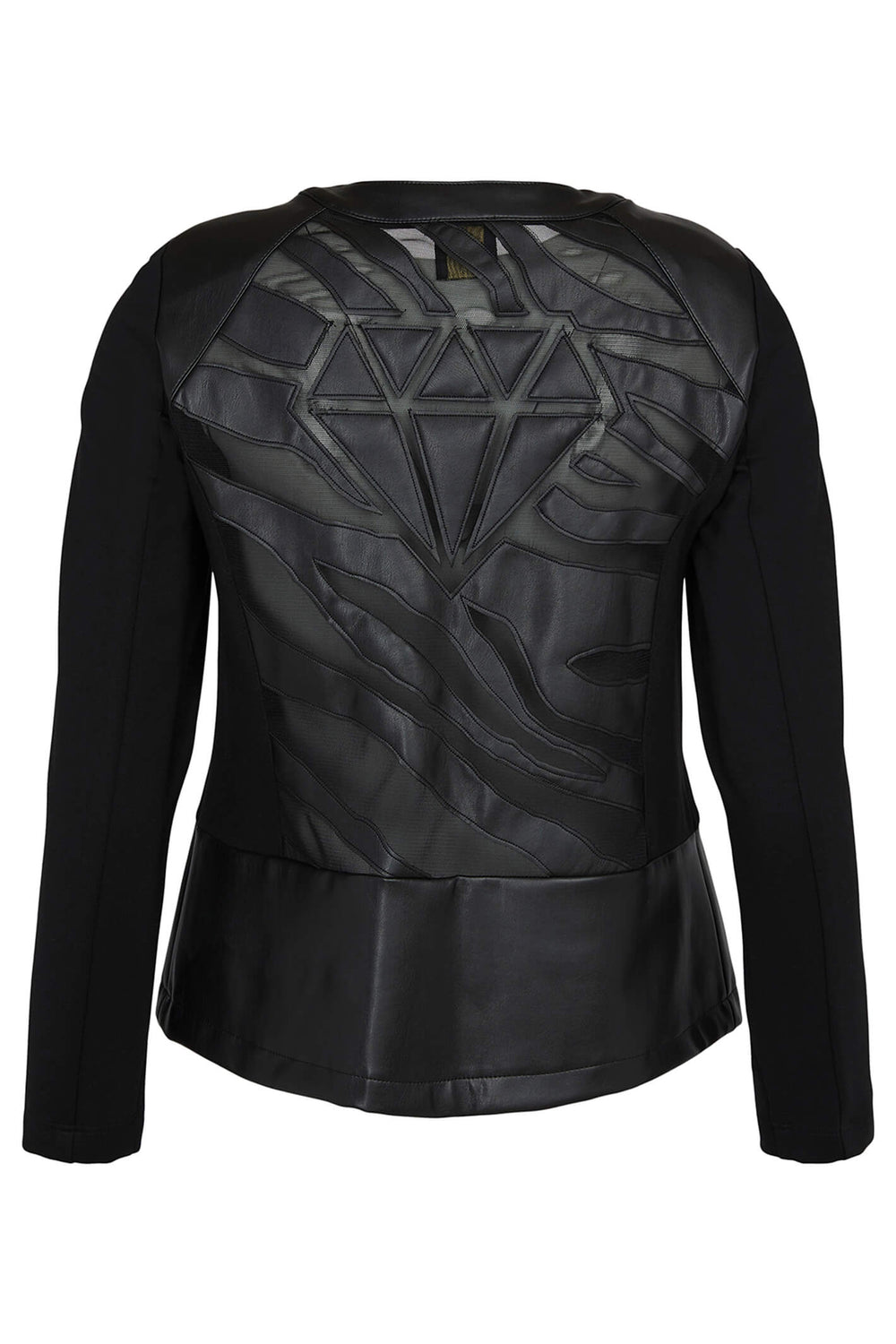 Icona Jacket 67110 Black Fabric & Laser Cut Leather Look Jacket - Rouge Boutique