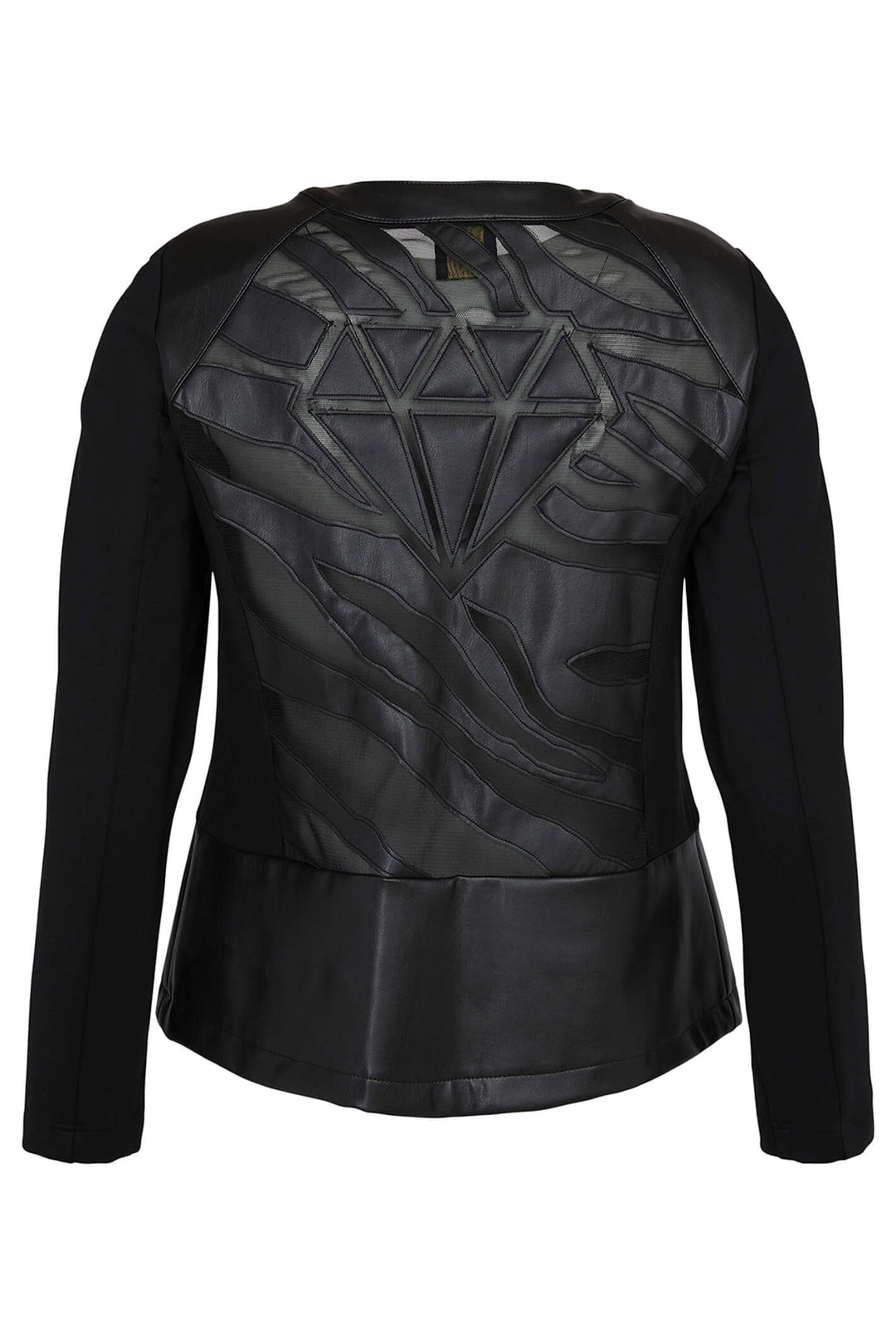 Icona Jacket 67110 Black Fabric & Laser Cut Leather Look Jacket - Rouge Boutique