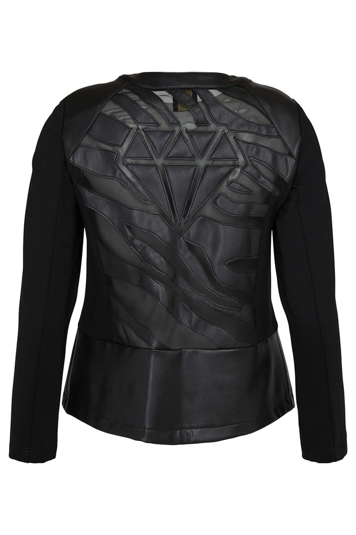 Icona Jacket 67110 Black Fabric & Laser Cut Leather Look Jacket - Rouge Boutique