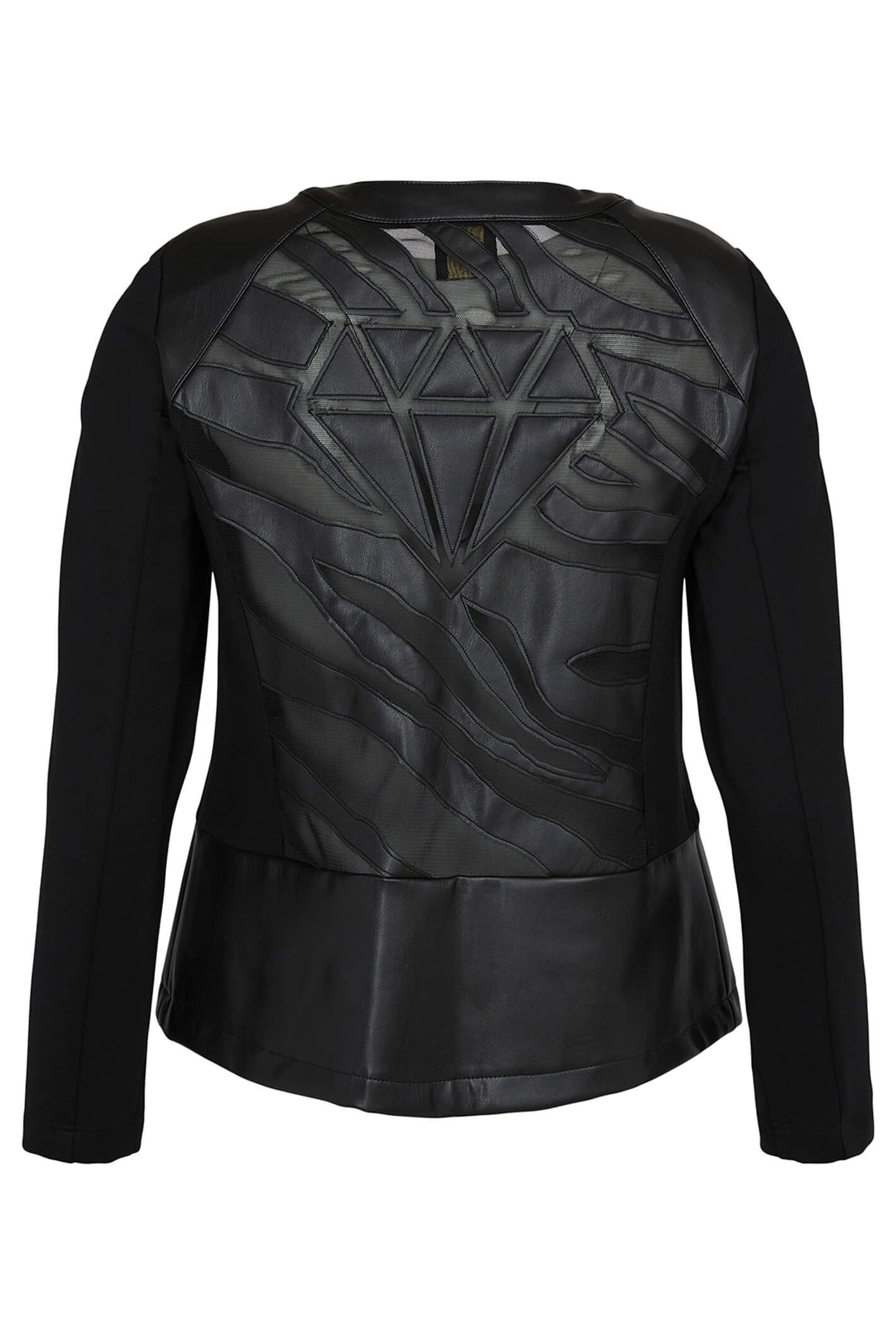 Icona Jacket 67110 Black Fabric & Laser Cut Leather Look Jacket - Rouge Boutique