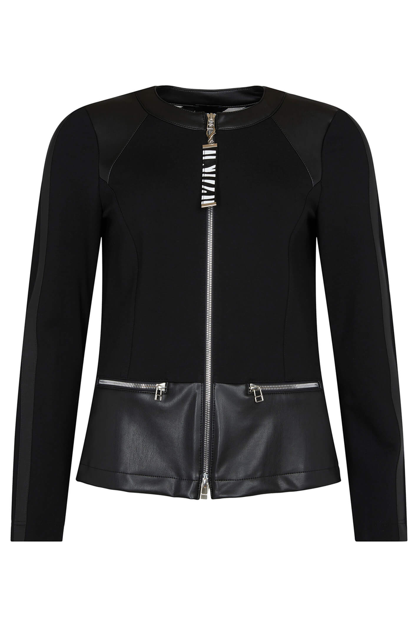 Icona Jacket 67110 Black Fabric & Laser Cut Leather Look Jacket – Rouge ...