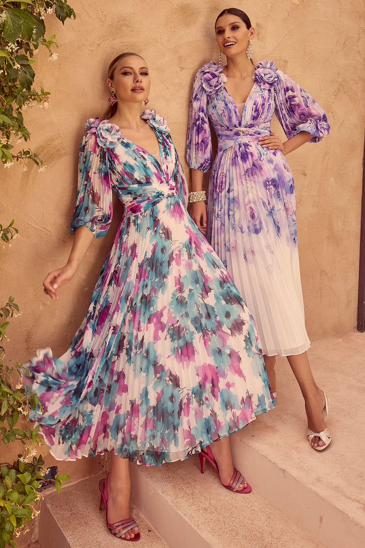 Invitations By Veni Infantino 36101 Jade Magenta Pleated Occasion Dress - Rouge Boutique Inverness