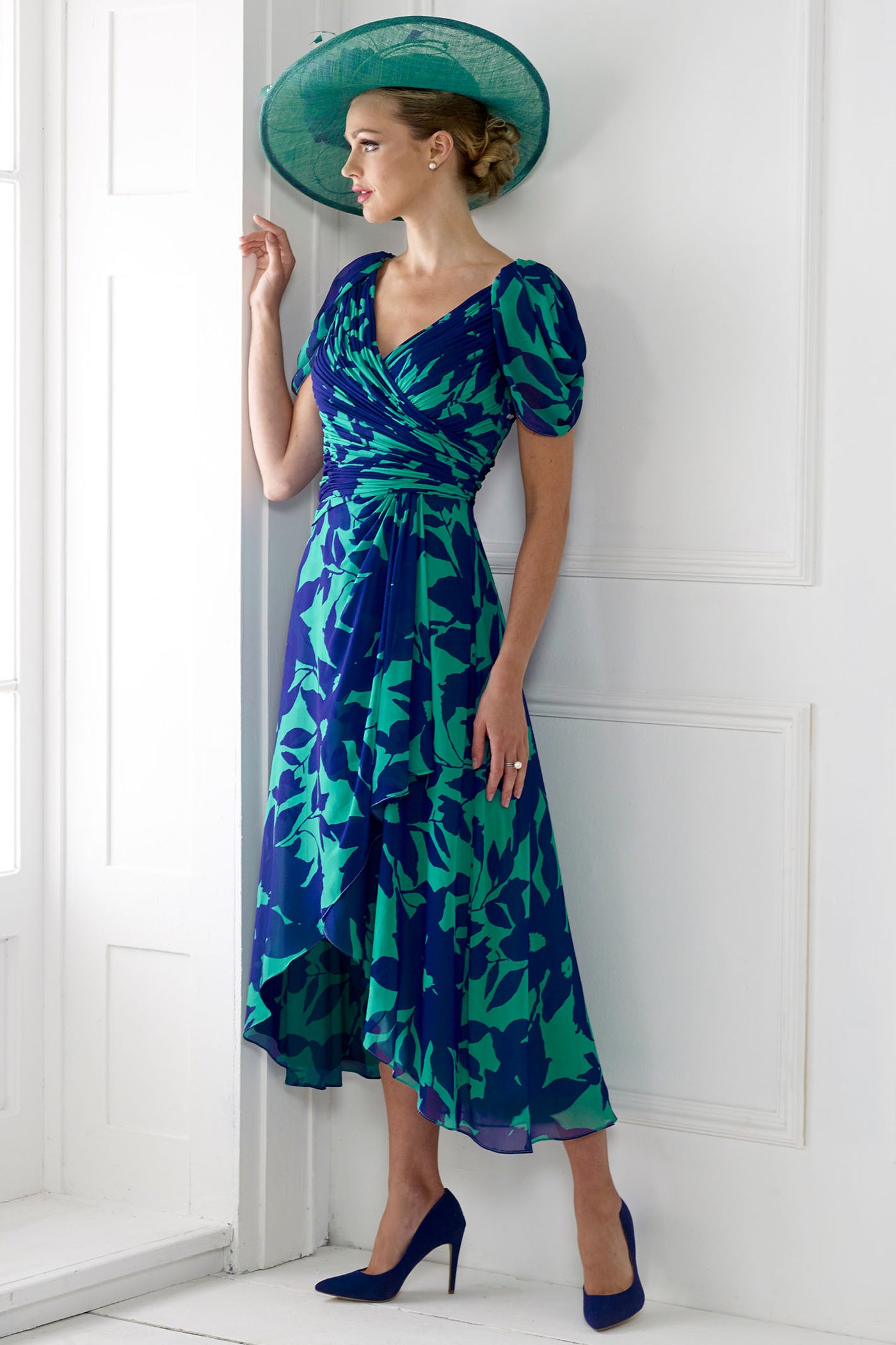 Irresisitble IR7430S Teal Green Blue High Low Chiffon Occasion Dress - Rouge Boutique Inverness