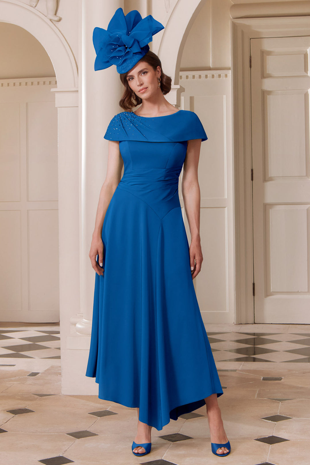 John Charles 29313 Sapphire Blue Asymmetric Hem Occasion Dress – Rouge Boutique Inverness