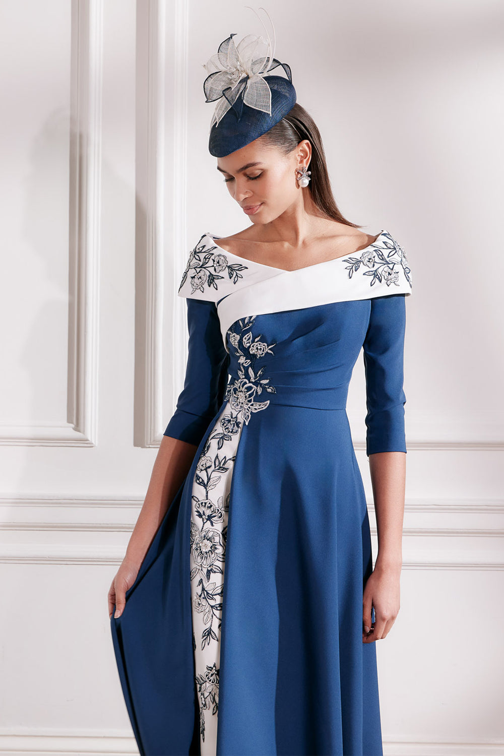 John Charles 66691B On The Shoulder Applique Occasion Dress Navy - Rouge boutique Inverness