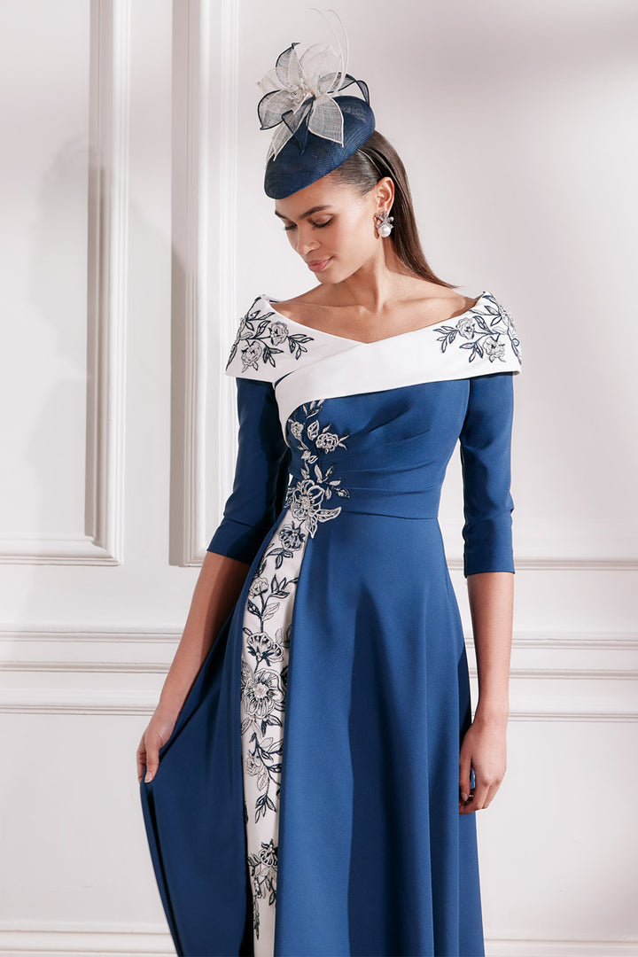 John Charles 66691B On The Shoulder Applique Occasion Dress Navy - Rouge boutique Inverness