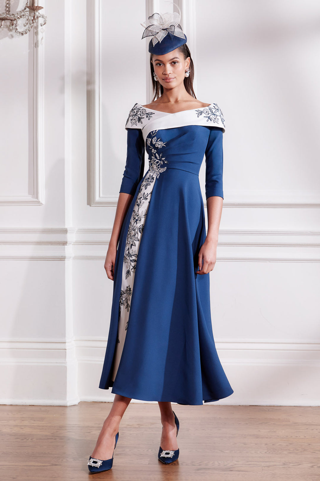 John Charles 66691B On The Shoulder Applique Occasion Dress Navy - Rouge boutique Inverness