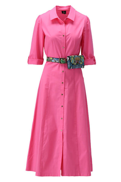 K Design W458 Azalea Pink Shirt Dress & Belt - Rouge Boutique