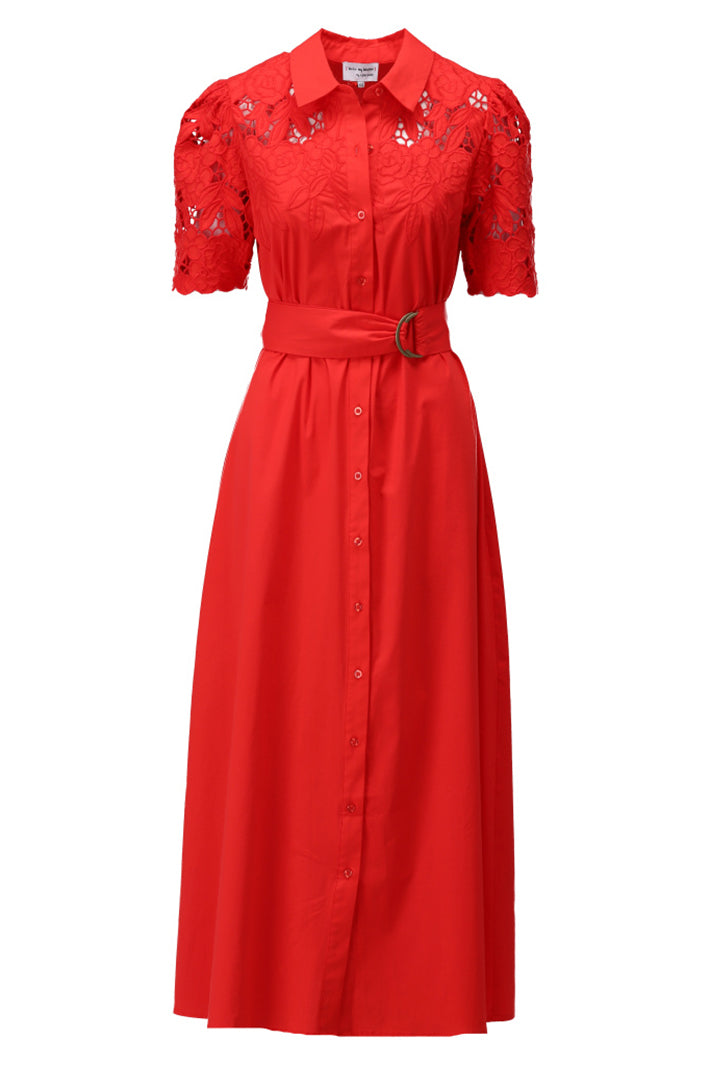 K Designs C734L Tomato Red Embroidered Print Puff Sleeved Maxi Dress ...