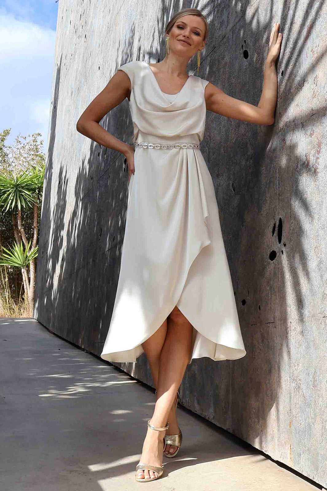 Linea Raffaelli Set 806 Gold Wrap Style Occasion Dress 251-590-01