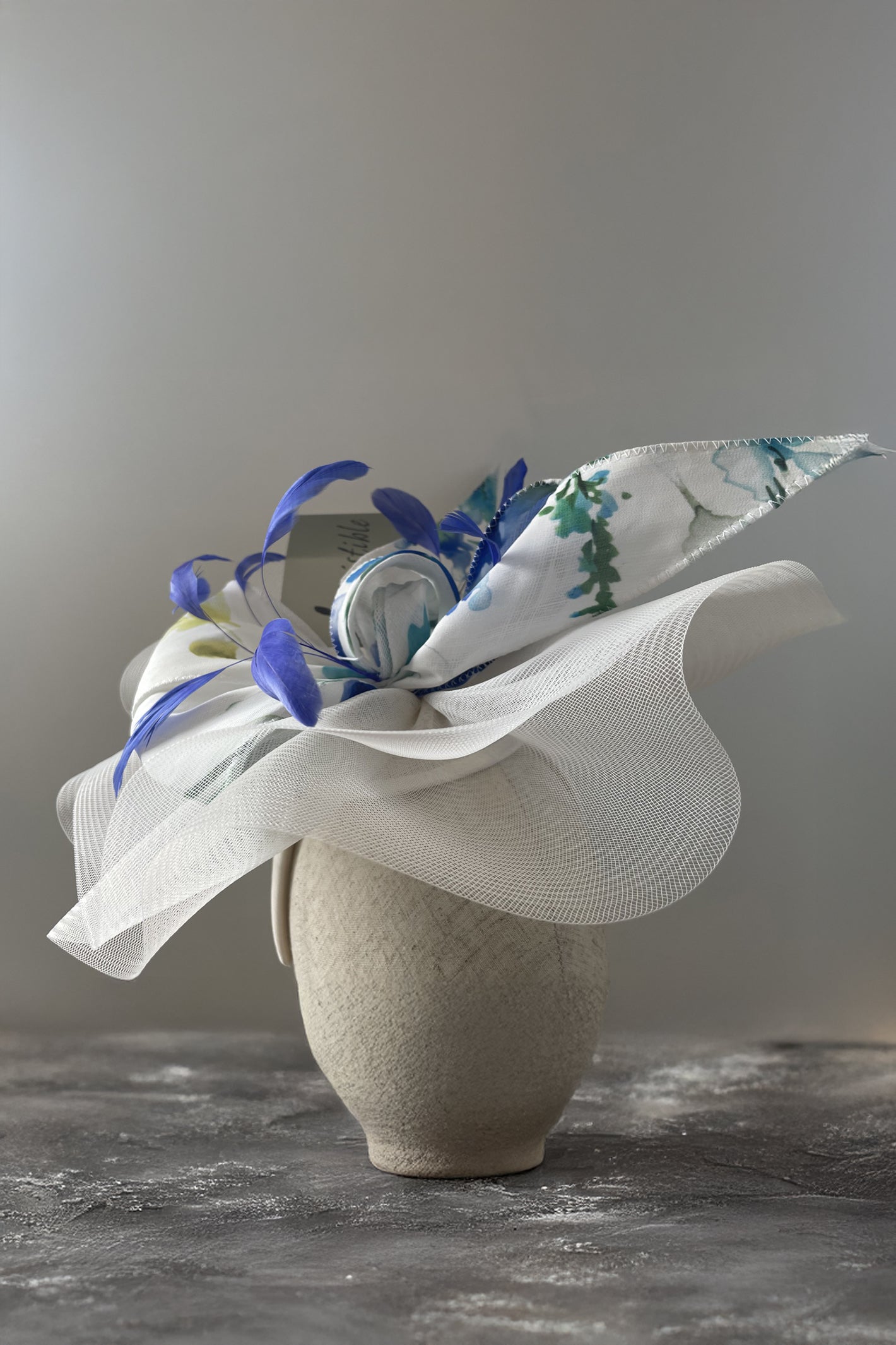 Louisa Hat Hire Hatinator White Blue – Rouge Boutique Inverness