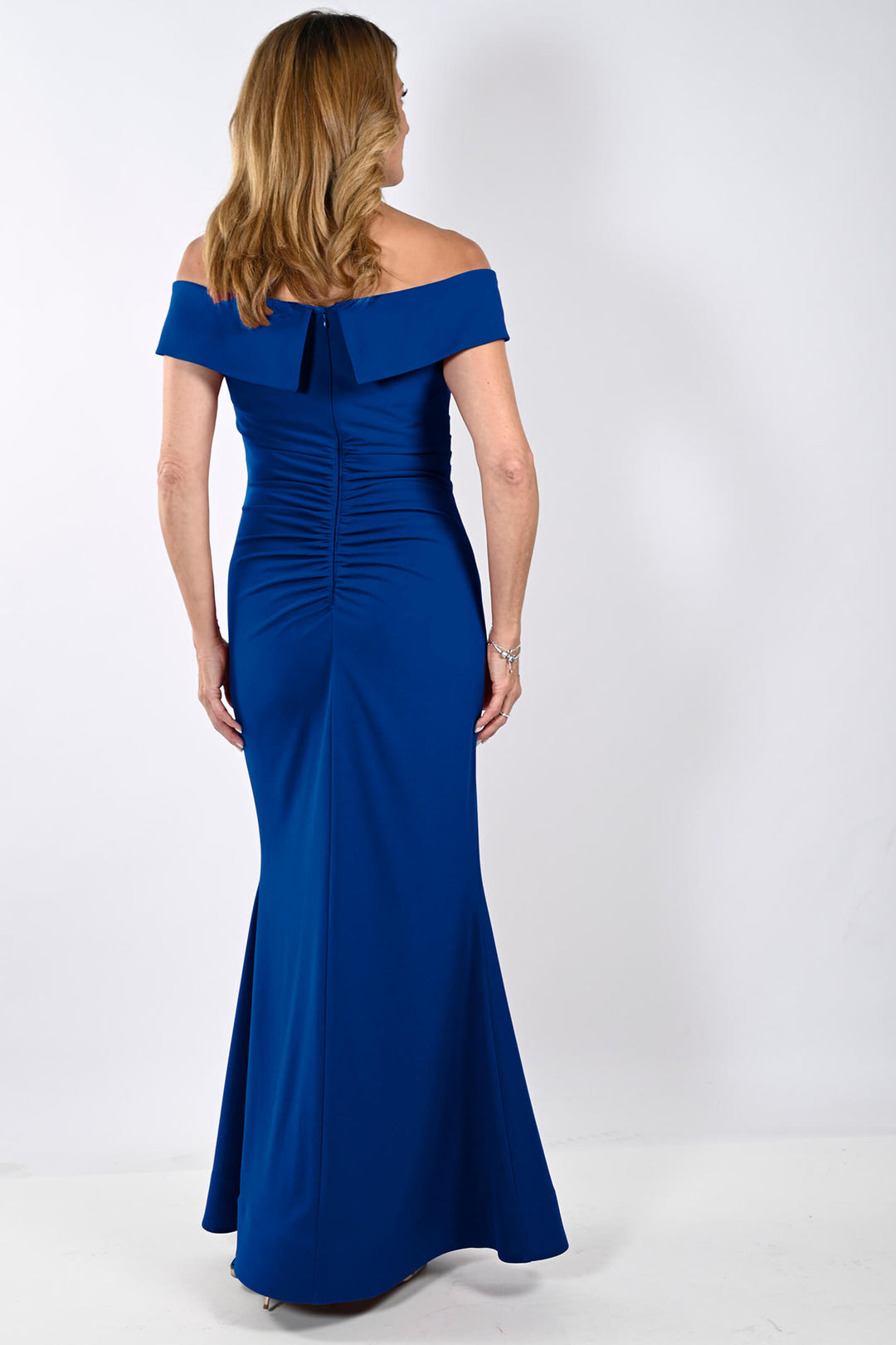 Lyman By Frank Lyman 239145 Royal Blue Off The Shoulder Evening Dress - Rouge Boutique