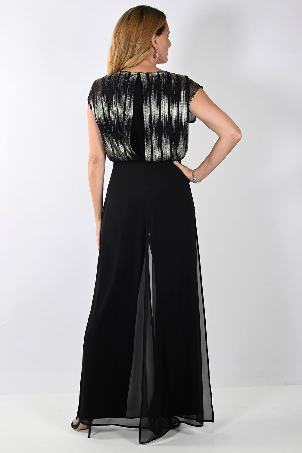 Lyman by Frank Lyman 239180 Black & Gold Evening Occasion Jumpsuit - Rouge Boutique