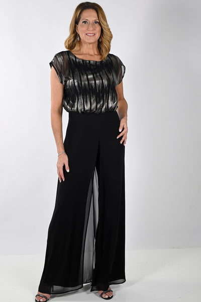 Lyman by Frank Lyman 239180 Black & Gold Evening Occasion Jumpsuit - Rouge Boutique