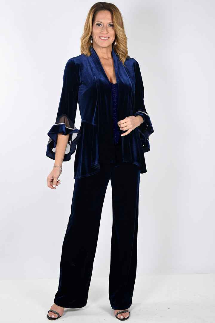 Lyman By Frank Lyman 239233 Dark Navy Velvet Look Jacket - Rouge Boutique