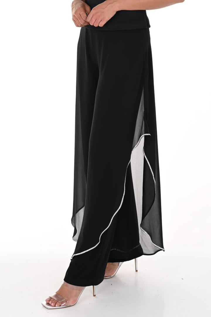 Lyman by Frank Lyman 248288 Chiffon Floaty Diamante Black Trouser - Rouge Boutique Inverness