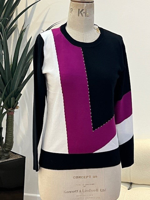 Glitz 4001 Magenta, Black, White Jumper, Sleeves