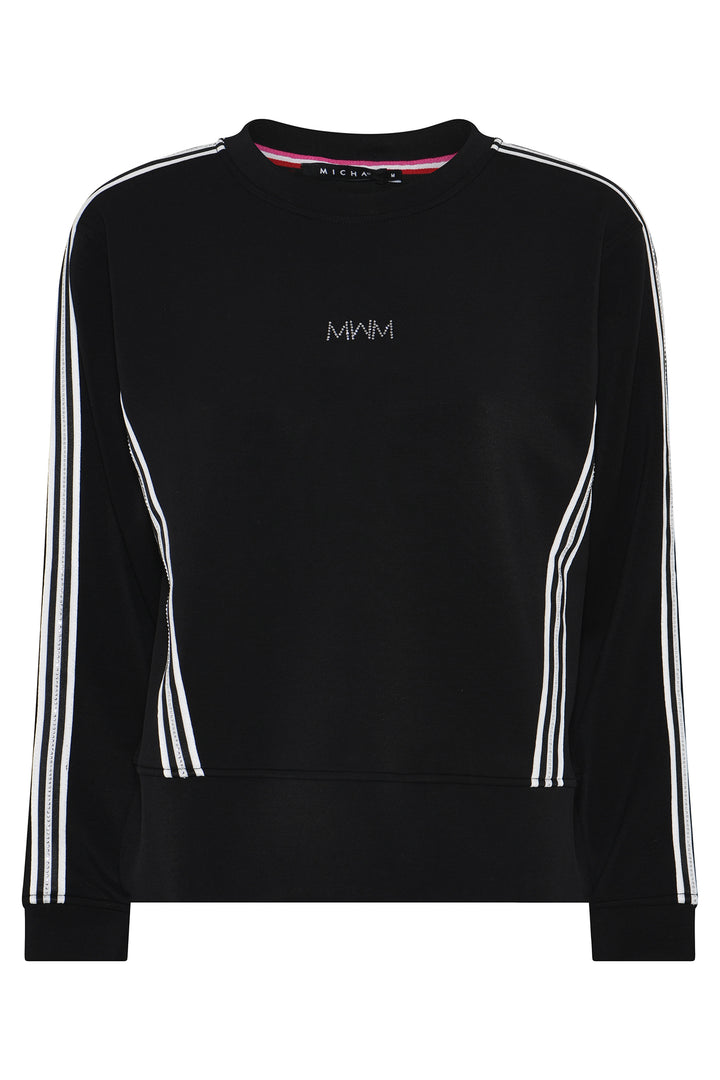 Micha Black Side Stripe Sweat Top, detail