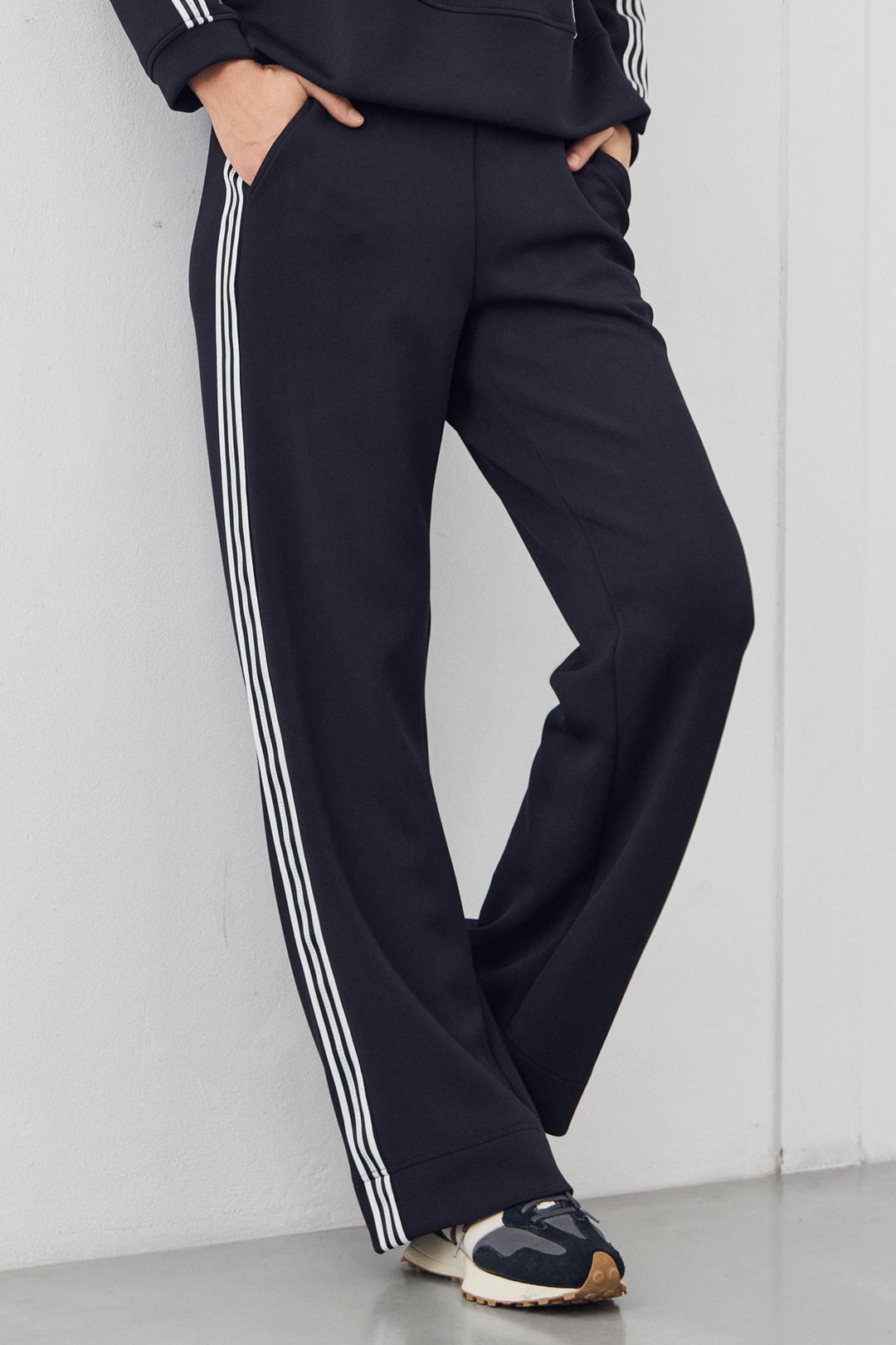 Micha Black Side Stripe Track Pant Trousers, detail