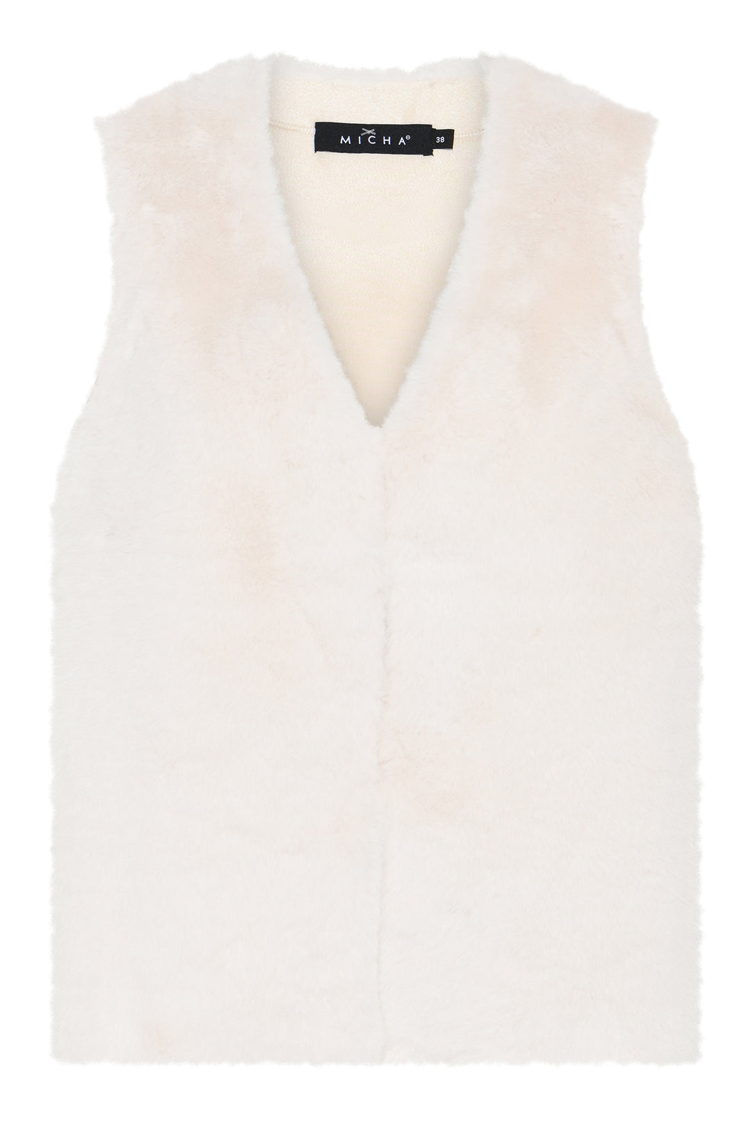 Micha Off White Faux Fur Gilet, front