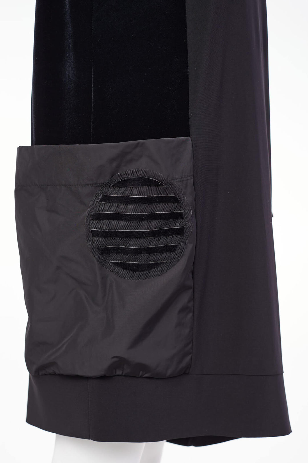 NAW23119 Naya Black Tunic Dress With Zip Collar And Velvet - Rouge Boutique