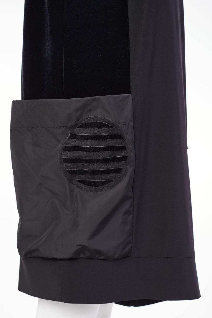 NAW23119 Naya Black Tunic Dress With Zip Collar And Velvet - Rouge Boutique