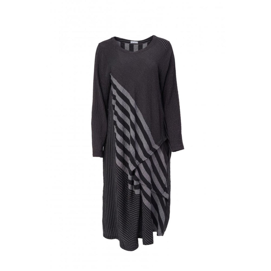 Naya NAW23295 Grey White Striped Sleeved Dress