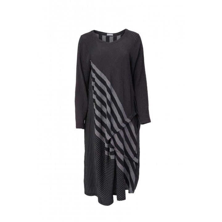 Naya NAW23295 Grey White Striped Sleeved Dress