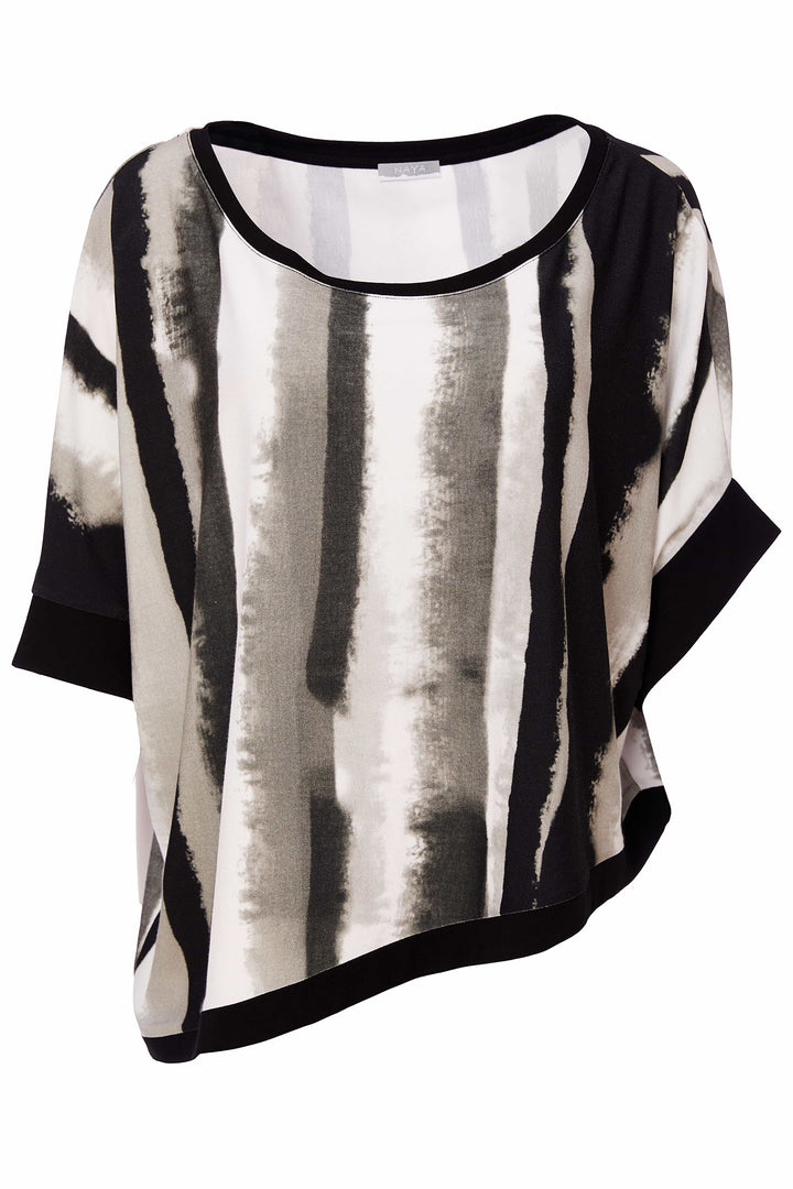 Naya NAS25-338 59 Black Stripe Asymmetric Hem Top - Rouge Boutique