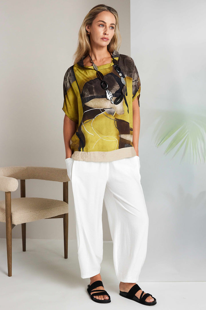 Naya NAS26153 01 White Wide Leg Trousers