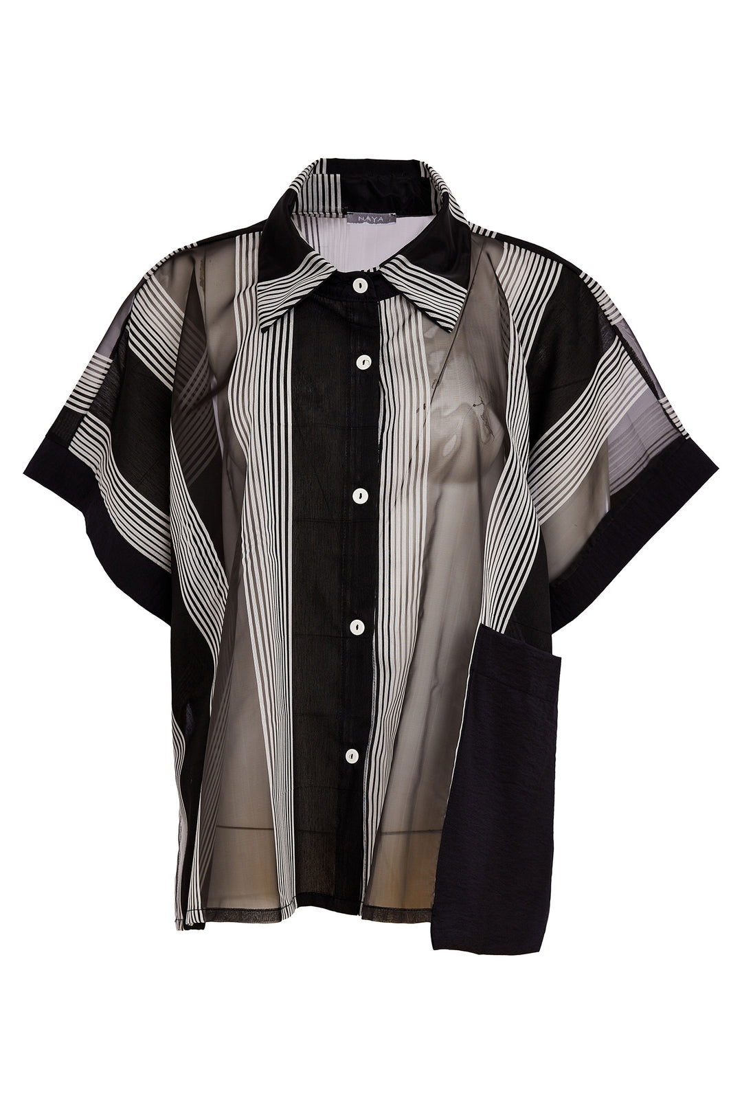 Naya NAS26255 901 Black White Stripe Organza Shirt