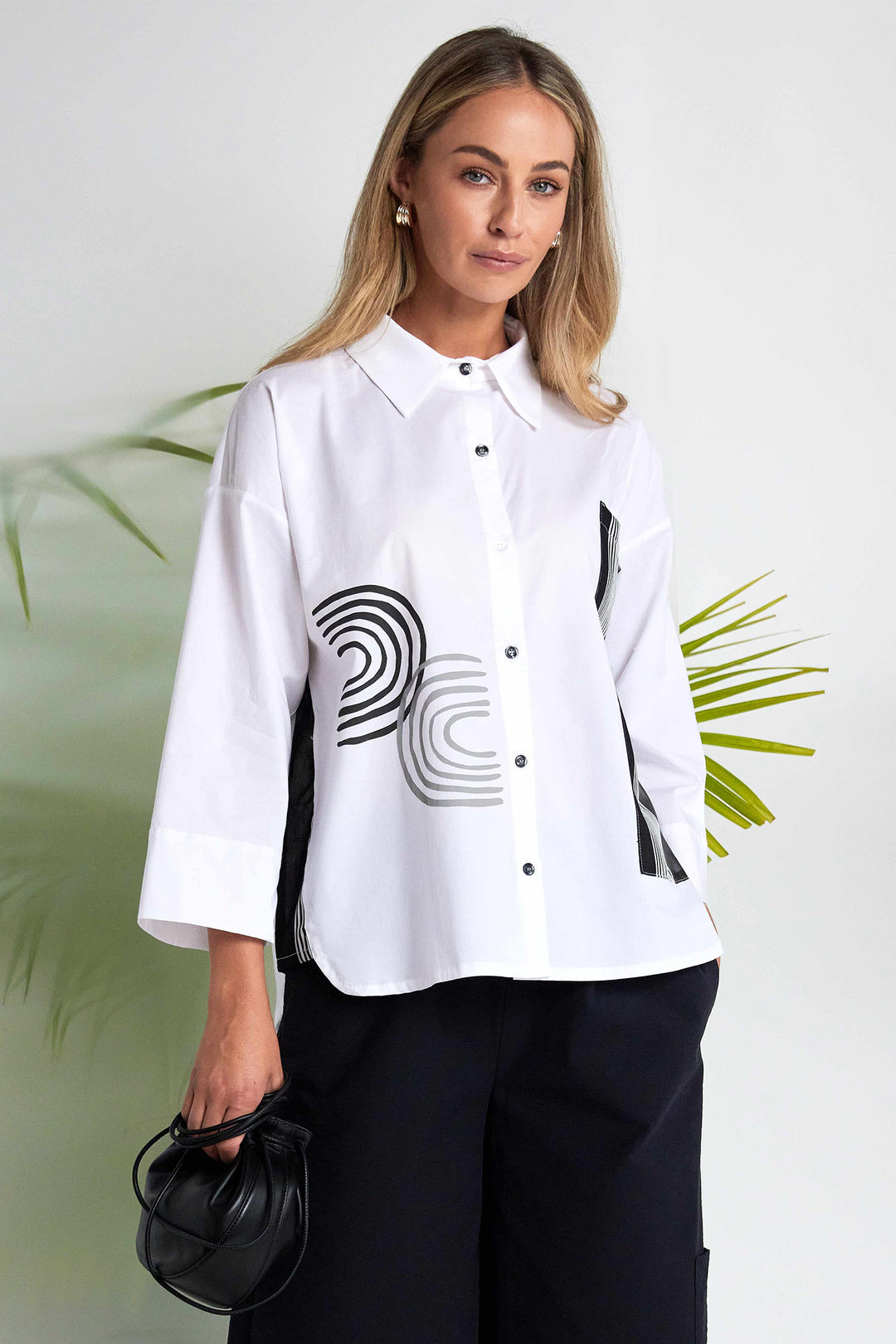 Naya NAS26256 109 White Stripe Print Shirt