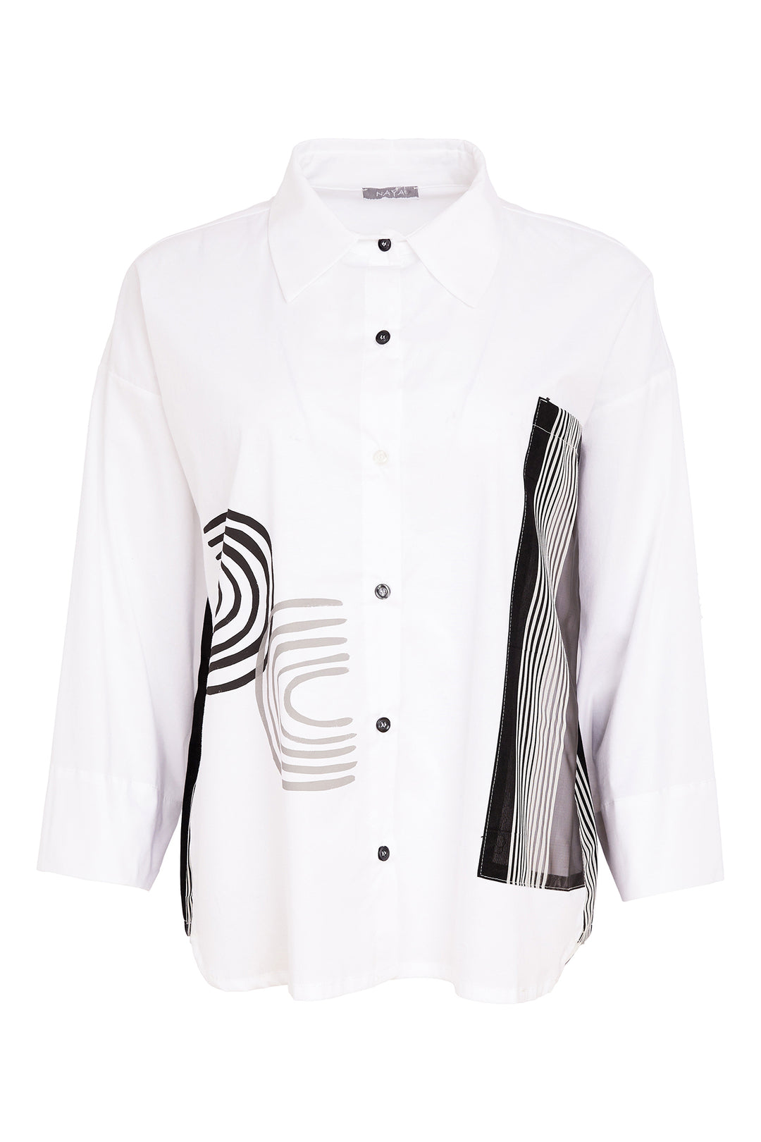Naya NAS26256 109 White Stripe Print Shirt