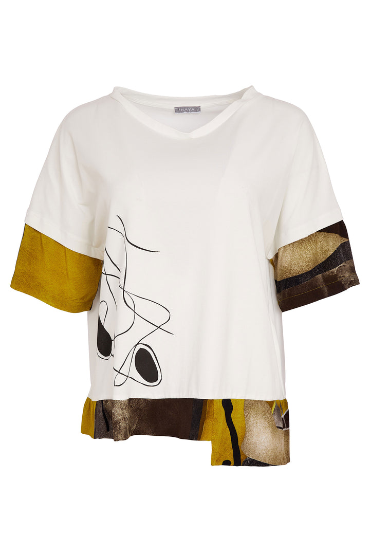 Naya NAS26262 35 White Yellow Print Top