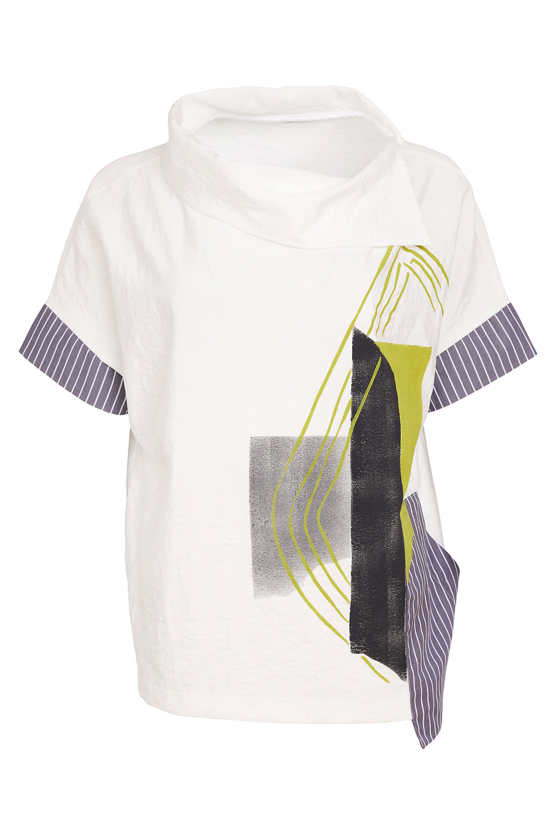 Naya NAS26267 186 White Yellow Print Collared Top