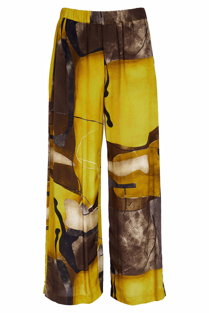Naya NAS26274 35 Yellow Print Wide Leg Pull-On Trousers