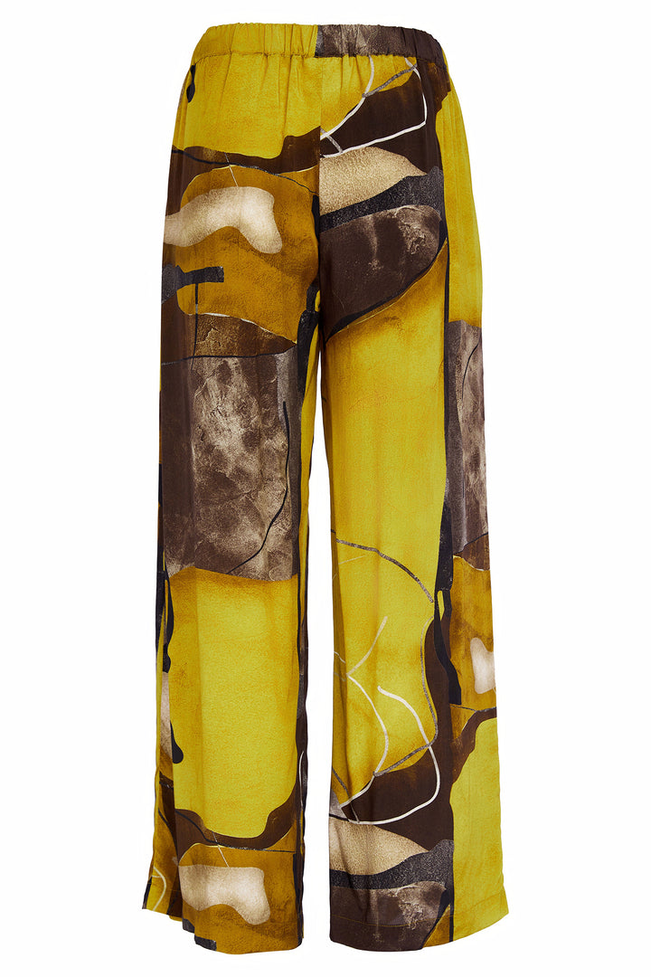 Naya NAS26274 35 Yellow Print Wide Leg Pull-On Trousers