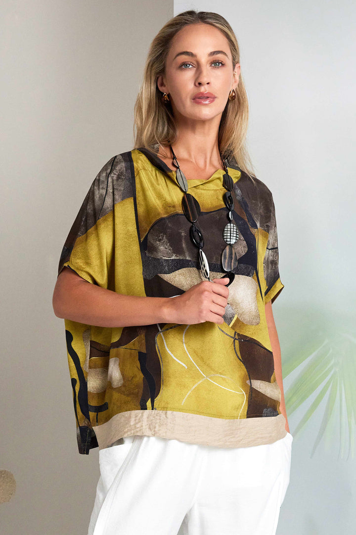 Naya NAS26275 35 Yellow Print High Neck Print Top