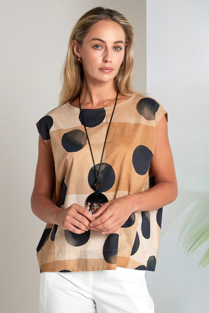 Naya NAS26277 75 Brown Spot Cap Sleeve Top